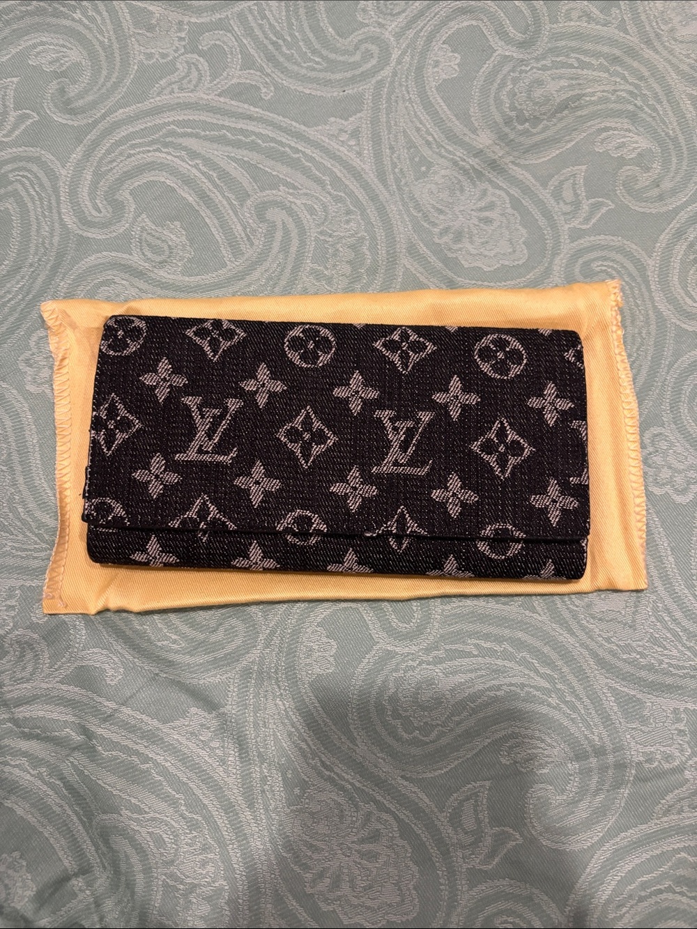 Inspired Black Monogram Denim Continental Wallet